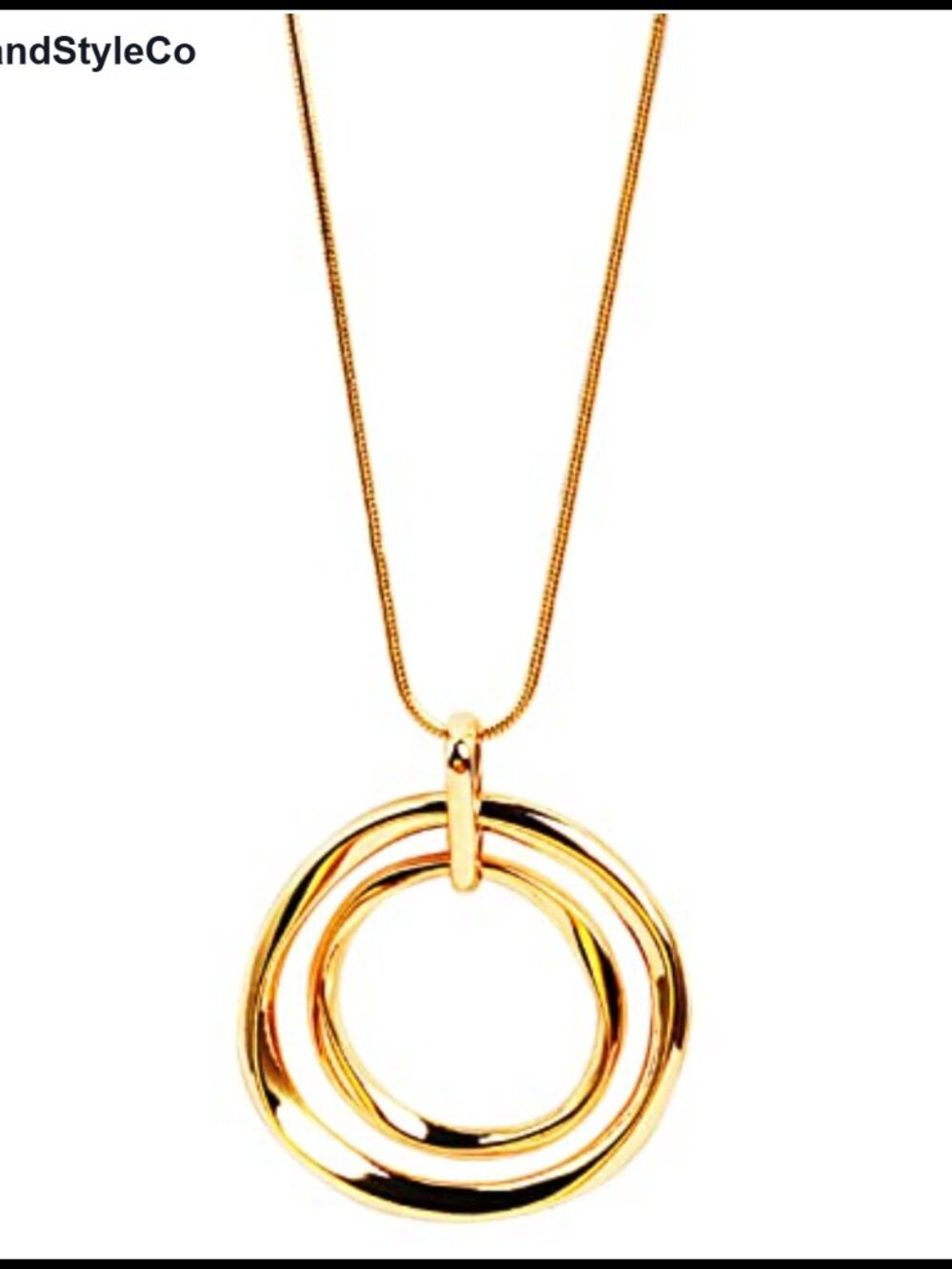 Long Sweater Chain Double Circle Pendant Necklace